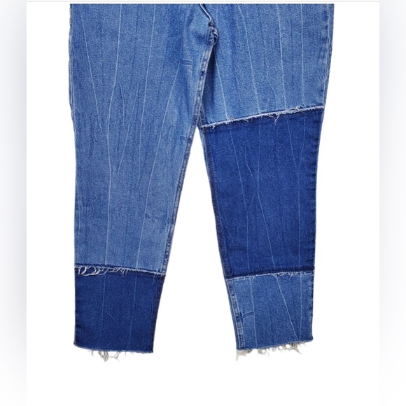 Hollister mid blue curvy high rise patchwork mom jeans size 15R W32/L27 new - Picture 10 of 14